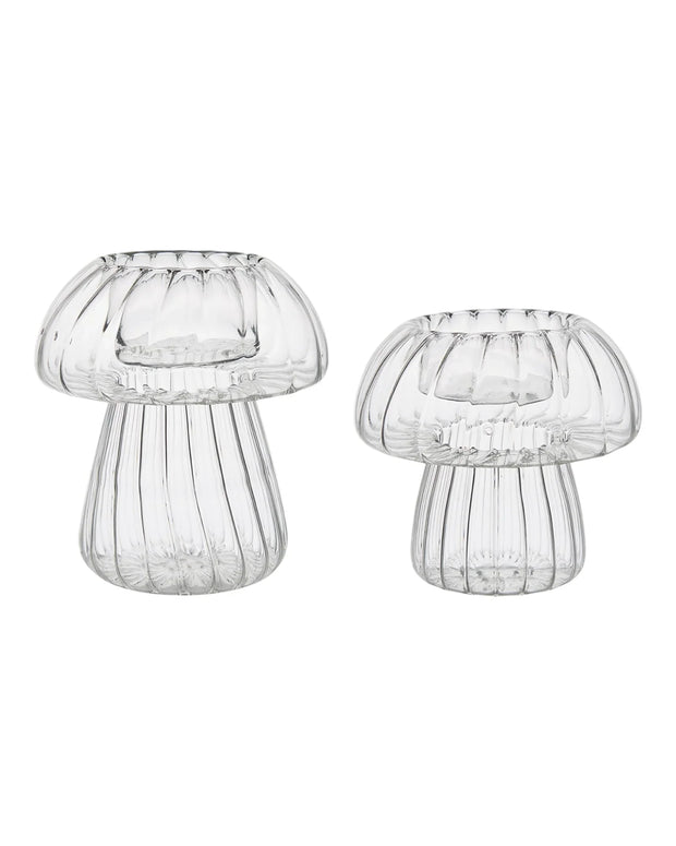 Ribbed Glass Mushroom Tealight Candle Holders - Seasonal Decor - AutumnSeasonal Decor - Autumn - Lulu Loves Home