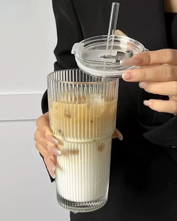 Ribbed Glass Travel Coffee Mug - Tall - Kitchen & DiningKitchen & Dining - Lulu Loves Home