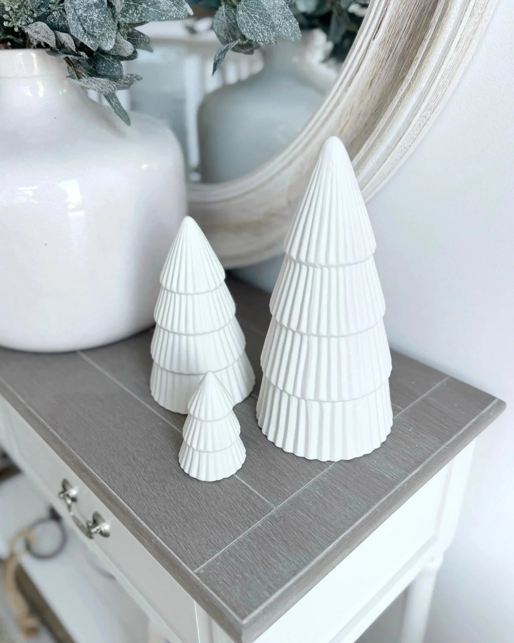 Ribbed Matt White Ceramic Christmas Tree - Seasonal Decor - ChristmasSeasonal Decor - Christmas - Lulu Loves Home