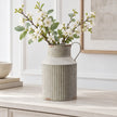 Satchville ribbed metal jug vase with spring blossoms