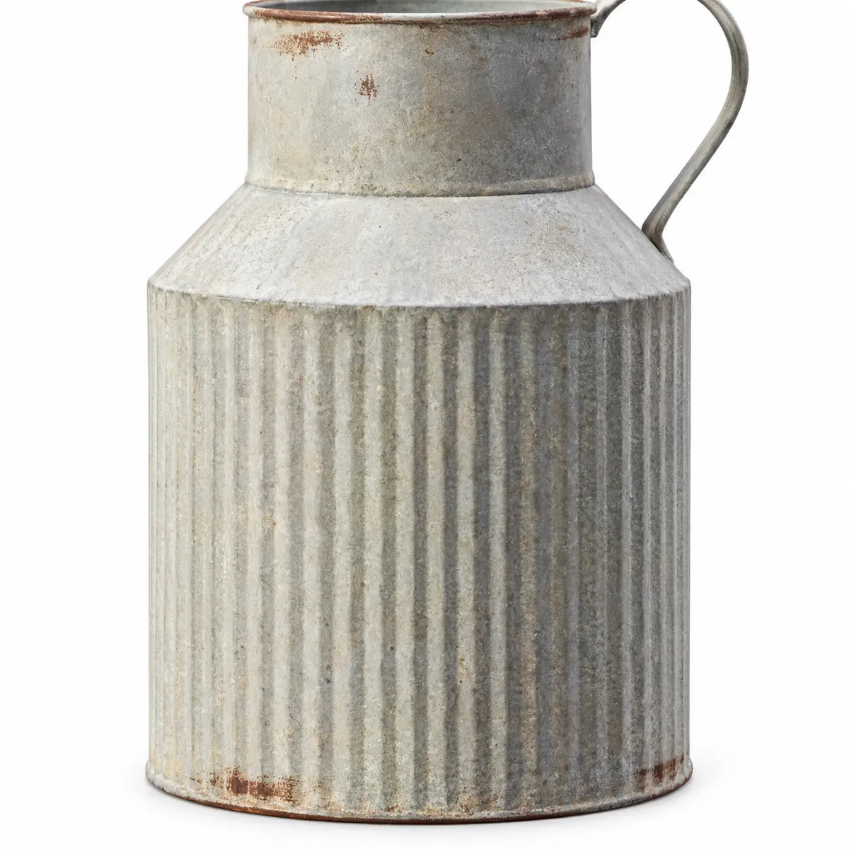 Satchville ribbed metal jug vase with spring detail and textured finish