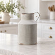 Satchville ribbed metal jug vase with textured finish for spring kitchen decor