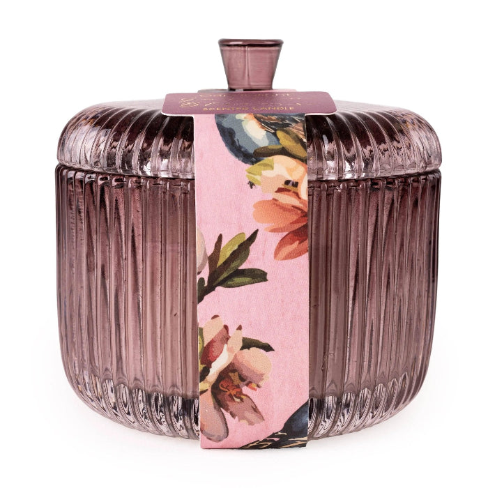Ridged Glass Jar with Lid - Candle Garden Plum - CandlesCandles - Lulu Loves Home