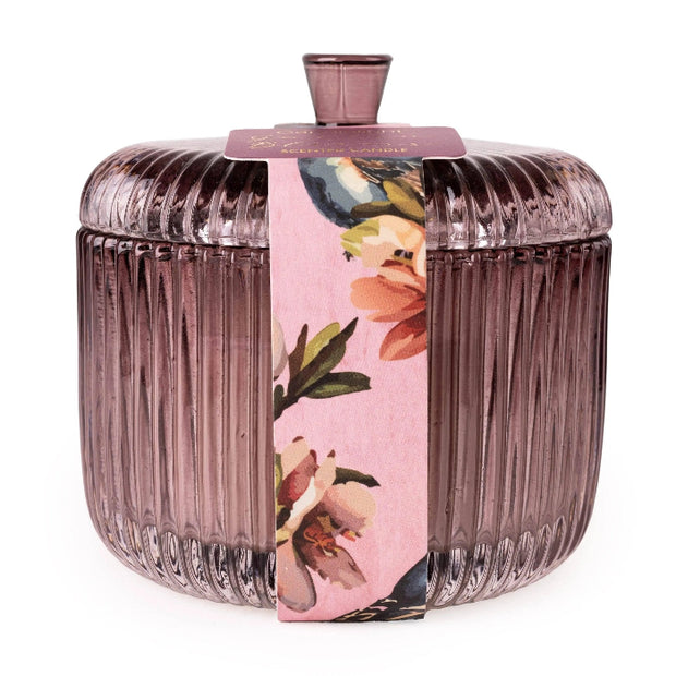 Ridged Glass Jar with Lid - Candle Garden Plum - CandlesCandles - Lulu Loves Home