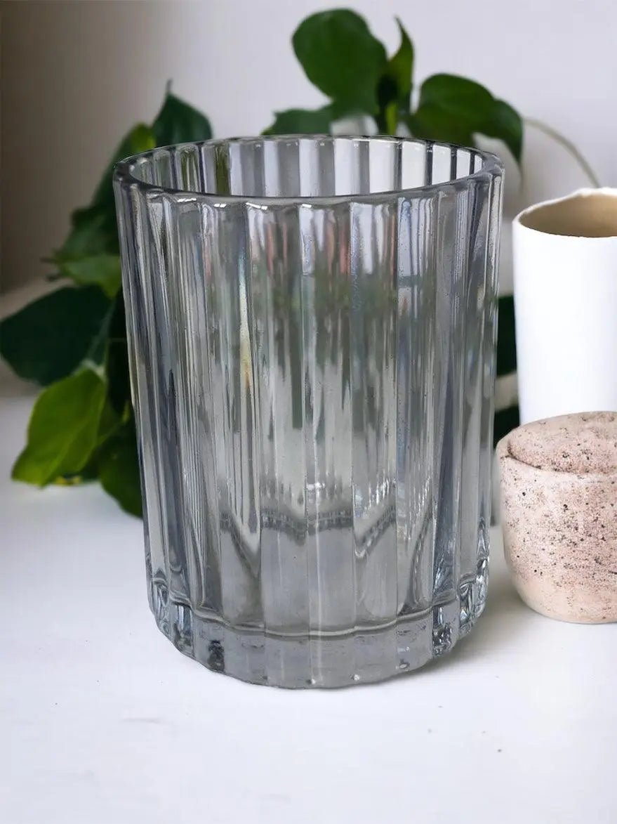 Ridged Grey Glass Tumbler - Home DecorHome Decor - Lulu Loves Home