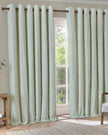 Sage green striped blackout eyelet curtains by Riva Home, soft furnishings, 117cm wide and 137cm high, ideal for light control and privacy.
