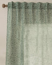 Green woven sheer voile curtain panel with yard leaf pattern, soft furnishings by Riva Home, 140cm wide by 250cm long.