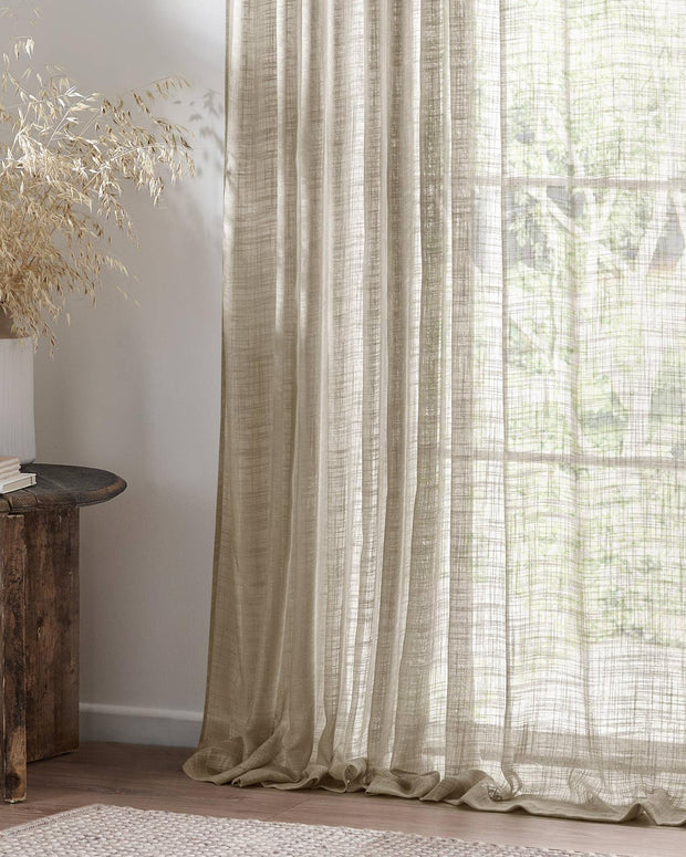 Riva Home yard natural woven sheer voile curtain panel, soft furnishings, 140cm wide by 250cm long, lightweight and airy fabric
