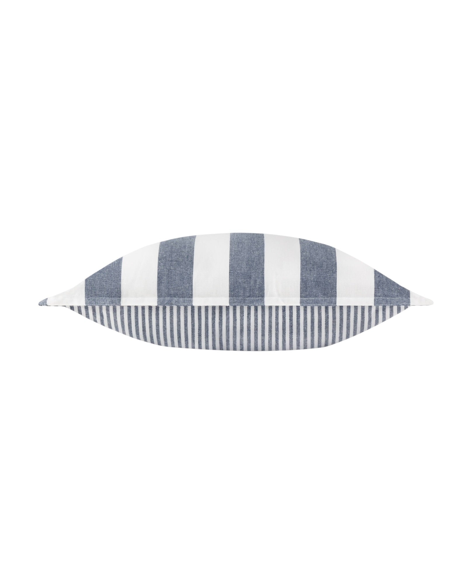 Navy blue striped outdoor garden seat scatter cushion cover from Riva Home, soft furnishings for outdoor seating.