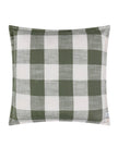 Olive green check outdoor garden seat scatter cushion cover by Riva Home, soft furnishings for outdoor seating.