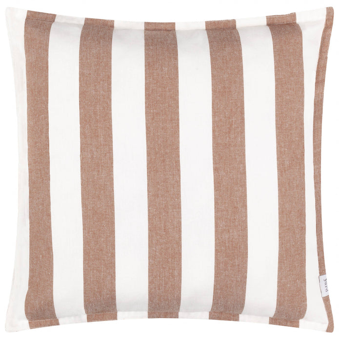 Terracotta striped outdoor garden seat scatter cushion cover by Riva Home, soft furnishings for outdoor seating.