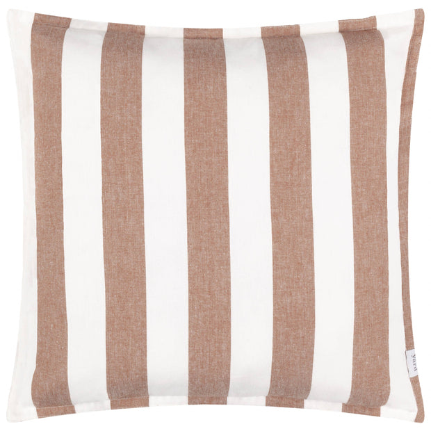 Terracotta striped outdoor garden seat scatter cushion cover by Riva Home, soft furnishings for outdoor seating.