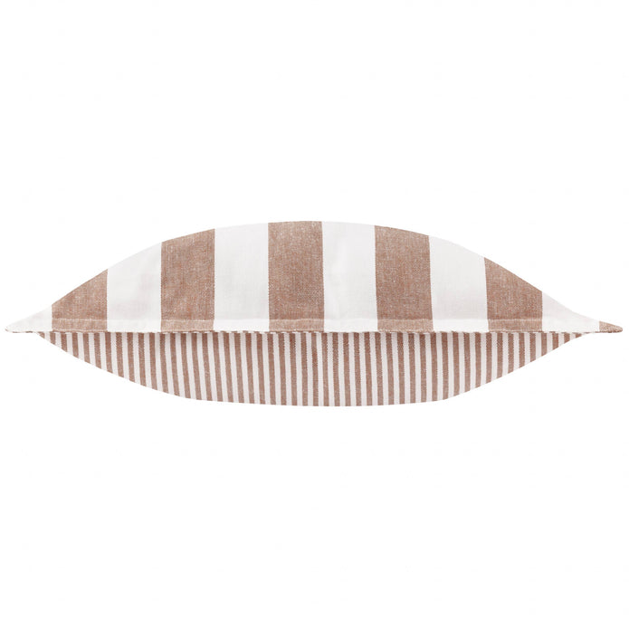 Terracotta striped outdoor garden seat scatter cushion cover by Riva Home, soft furnishings for outdoor seating.