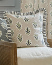 Delph beige Sessile Leaf Ruffle Cushion Cover by Riva Home, soft furnishings with ruffled leaf pattern on fabric.