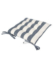 Set of 2 navy blue striped outdoor garden seat pads by Riva Home, soft furnishings for outdoor seating comfort.