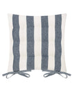 Set of 2 navy blue striped outdoor garden seat pads by Riva Home, soft furnishings for outdoor seating comfort.