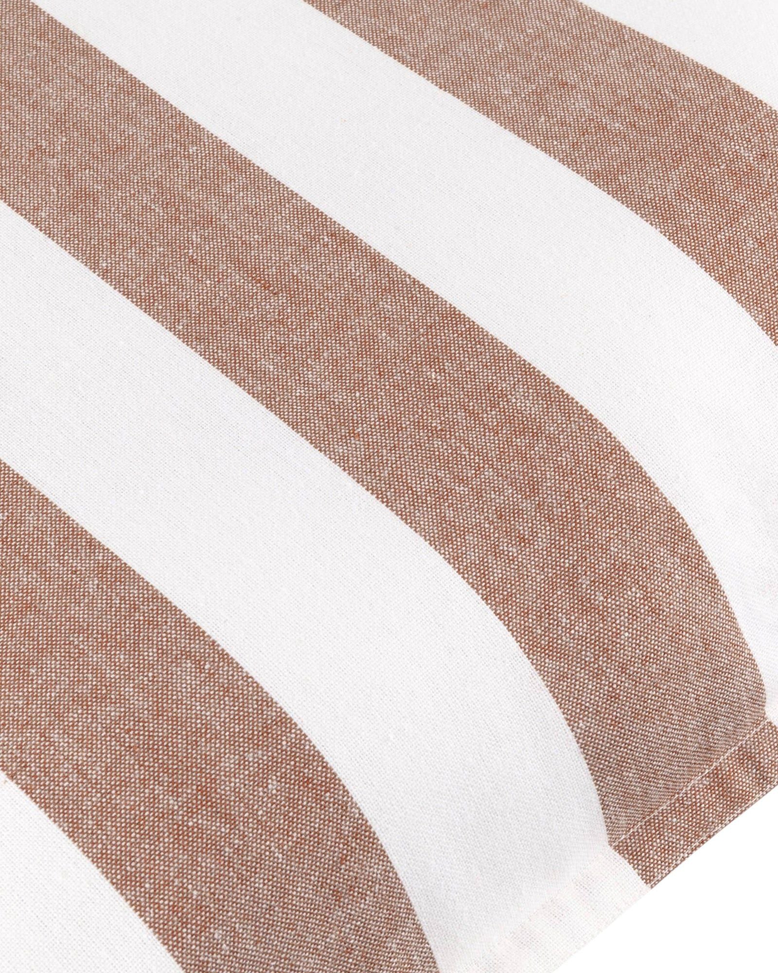 Set of two terracotta striped outdoor garden seat pads by Riva Home, soft furnishings for outdoor seating comfort.
