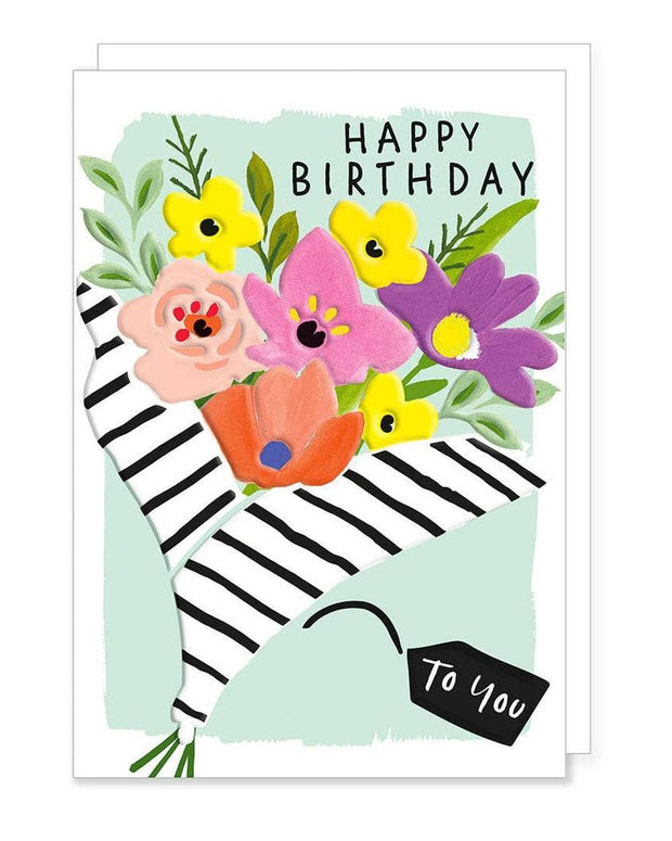 Greeting card featuring a colorful bouquet of flowers for birthdays, by Rosanna Rossi.