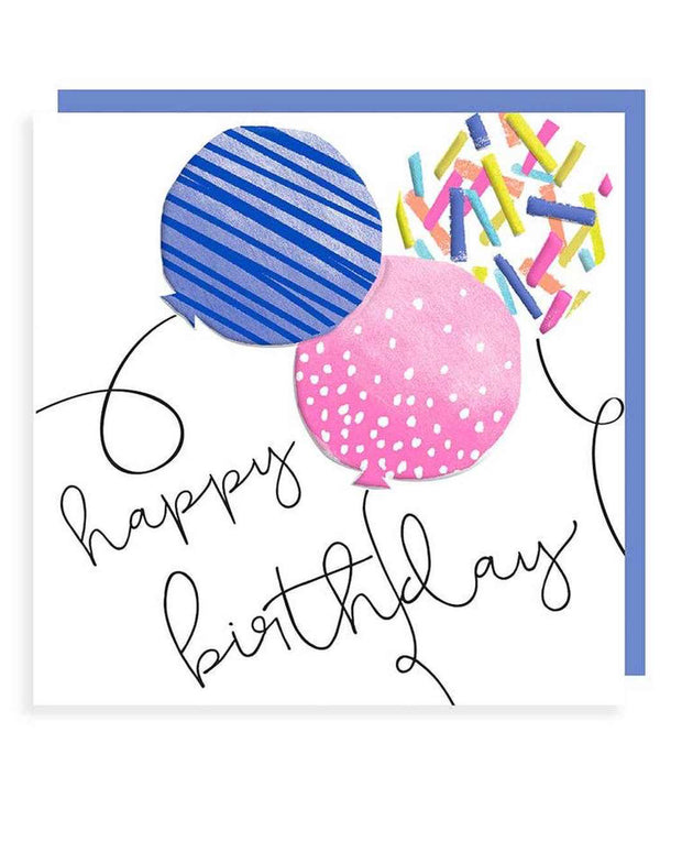 Bright birthday greeting card by Rosanna Rossi featuring colorful party balloons and festive design.