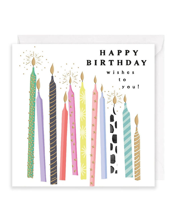Colorful birthday greeting card with vibrant party candles design by Rosanna Rossi, featuring bright illustrations and cheerful graphics.