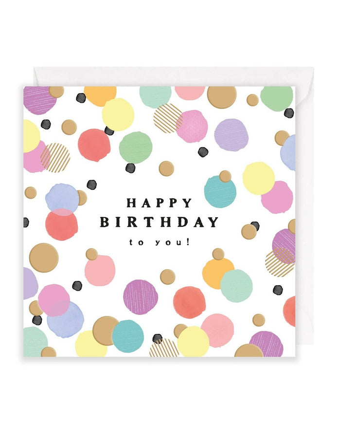 Colorful Rosanna Rossi birthday greeting card with festive confetti design, perfect for celebrating special occasions.