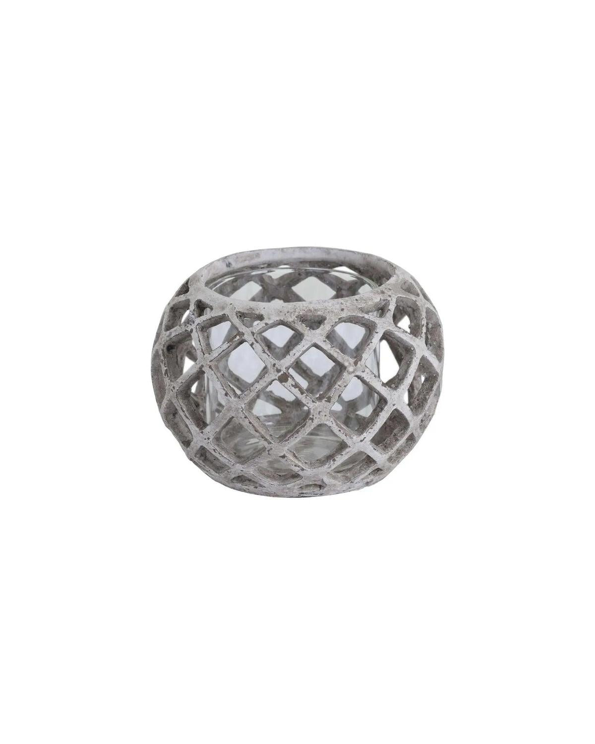 Round Ceramic Lattice Hurricane Lantern - Home DecorHome Decor - Lulu Loves Home