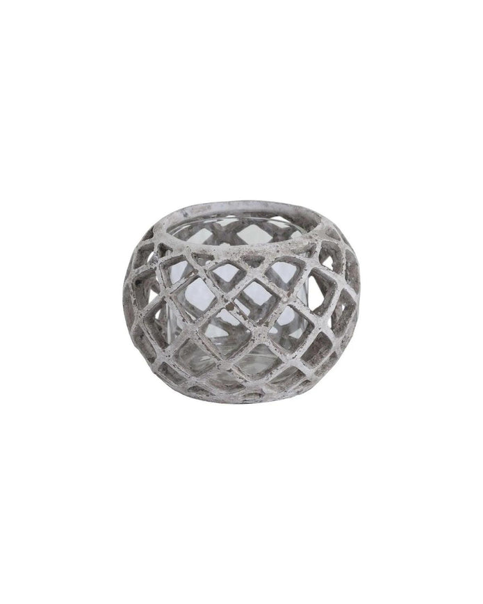 Round Ceramic Lattice Hurricane Lantern - Home DecorHome Decor - Lulu Loves Home