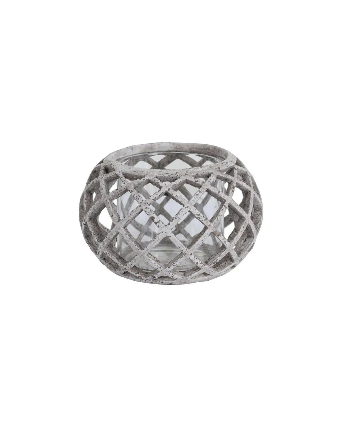 Round Ceramic Lattice Hurricane Lantern - Home DecorHome Decor - Lulu Loves Home