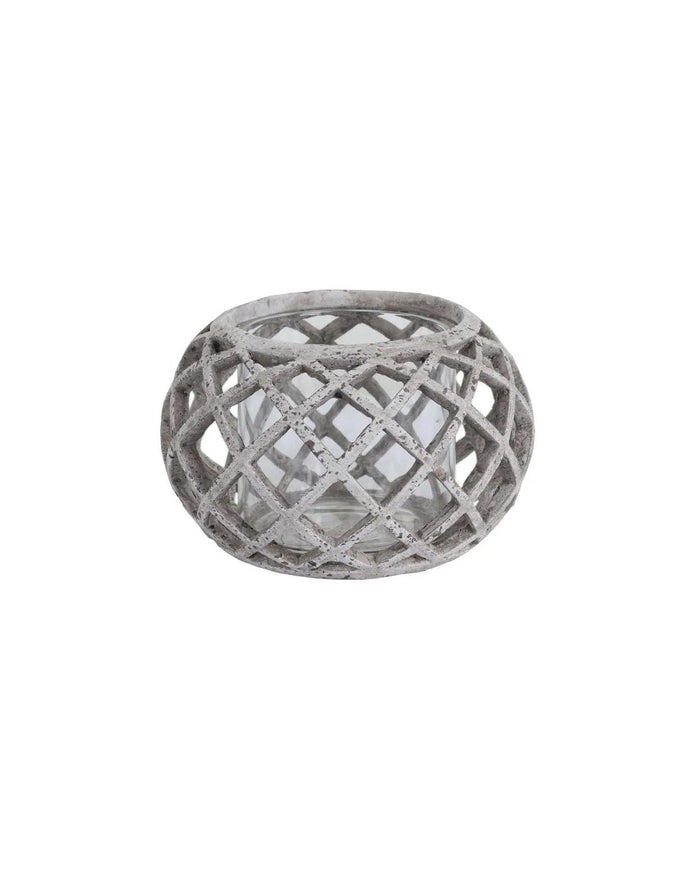 Round Ceramic Lattice Hurricane Lantern - Home DecorHome Decor - Lulu Loves Home