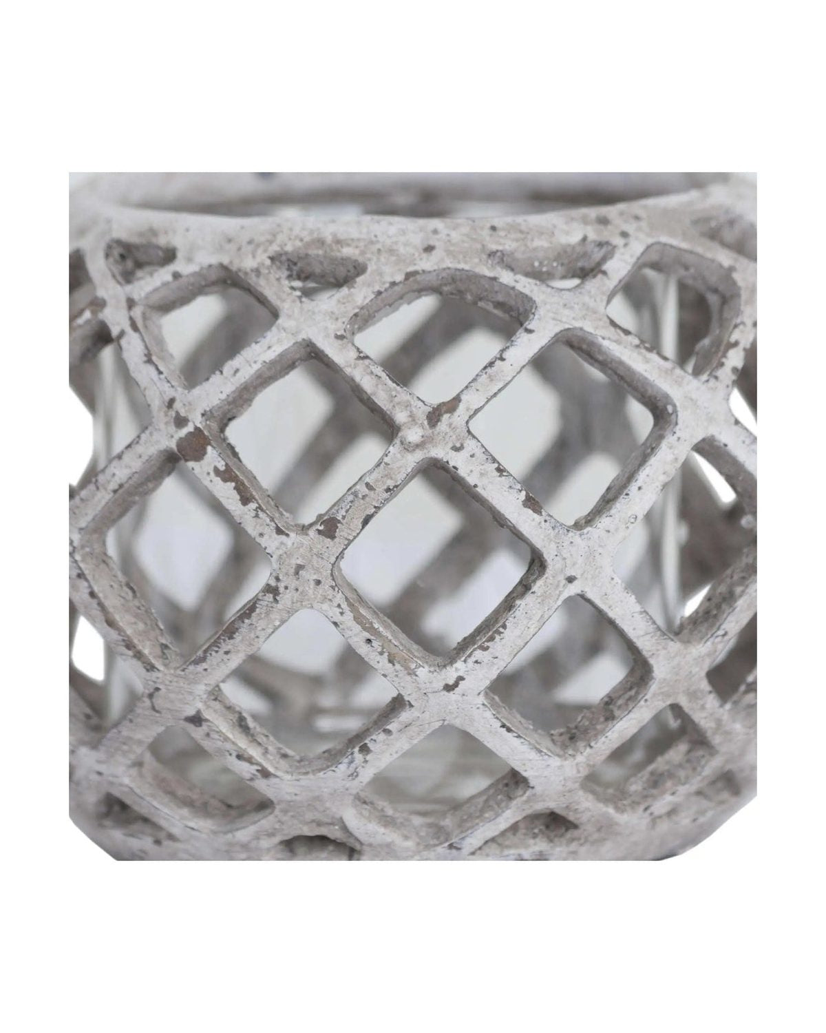 Round Ceramic Lattice Hurricane Lantern - Home DecorHome Decor - Lulu Loves Home