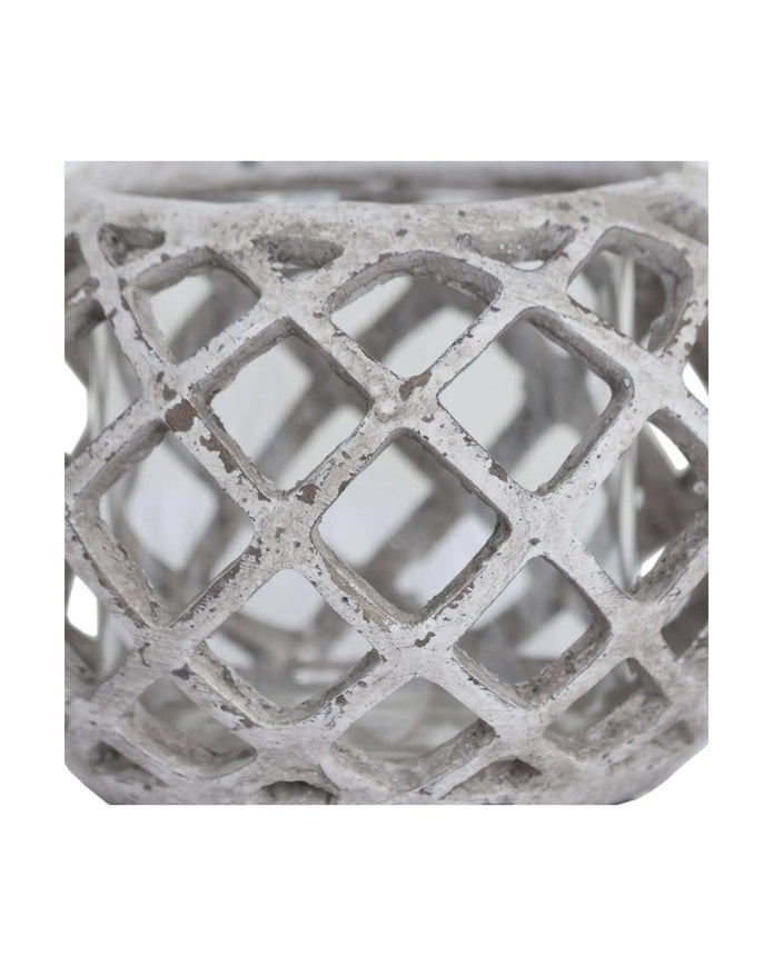 Round Ceramic Lattice Hurricane Lantern - Home DecorHome Decor - Lulu Loves Home
