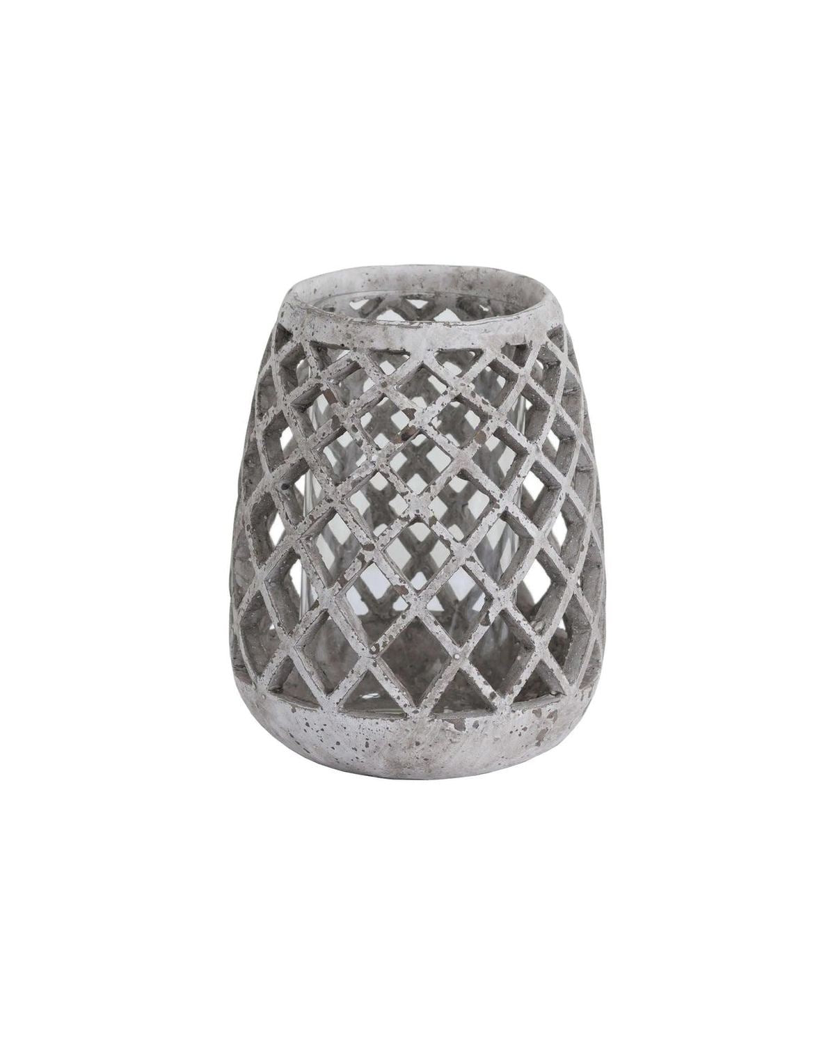 Round Ceramic Lattice Hurricane Lantern - Home DecorHome Decor - Lulu Loves Home