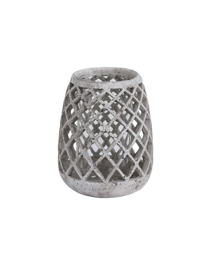 Round Ceramic Lattice Hurricane Lantern - Home DecorHome Decor - Lulu Loves Home