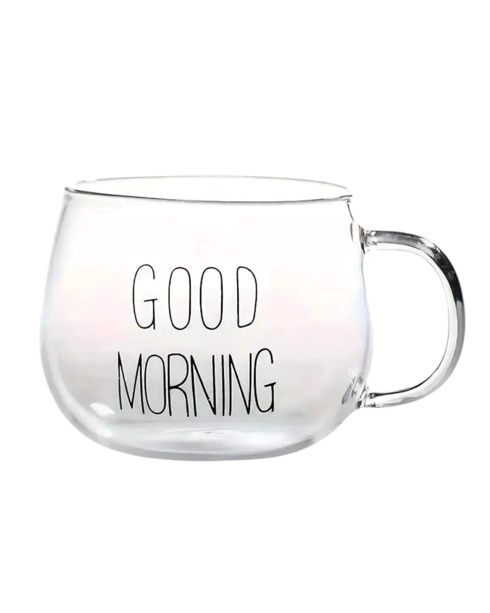 Round Glass Cup Black “Good Morning” - Kitchen & DiningKitchen & Dining - Lulu Loves Home