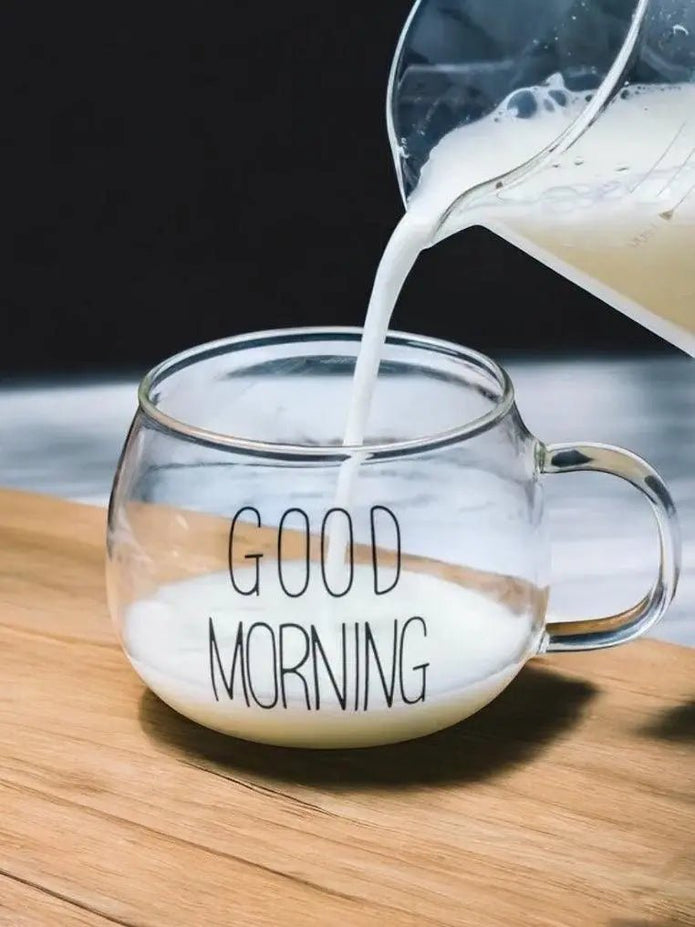 Round Glass Cup Black “Good Morning” - Kitchen & DiningKitchen & Dining - Lulu Loves Home