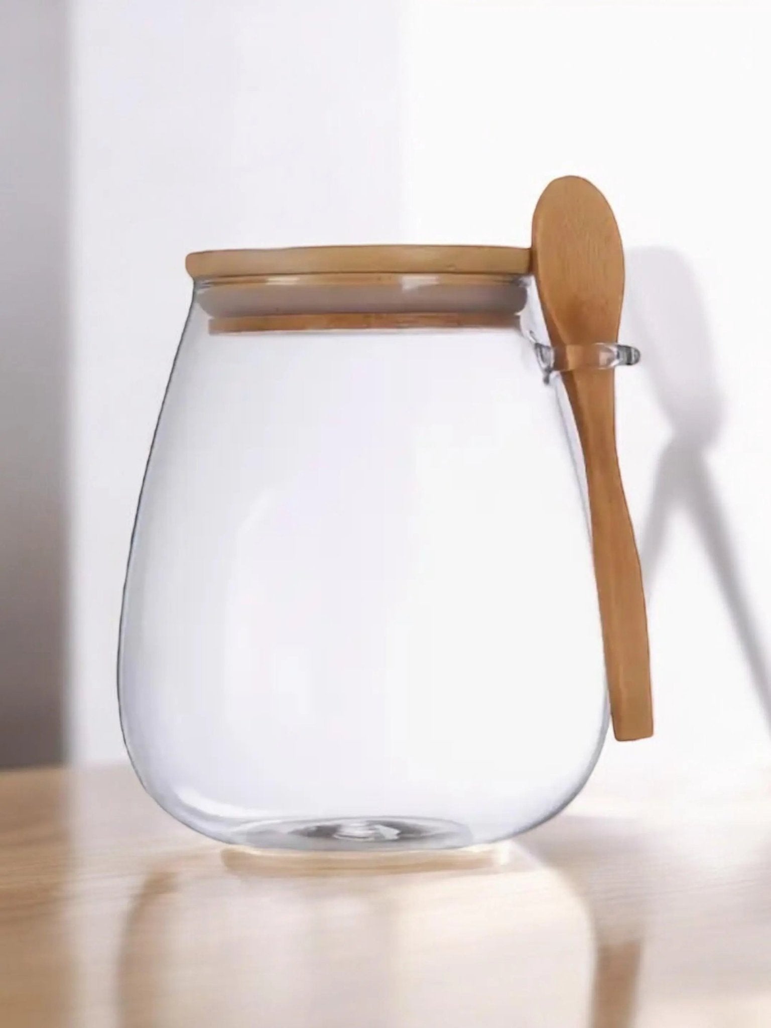 Round Glass Jar With Wooden Lid and Spoon - Kitchen & DiningKitchen & Dining - Lulu Loves Home