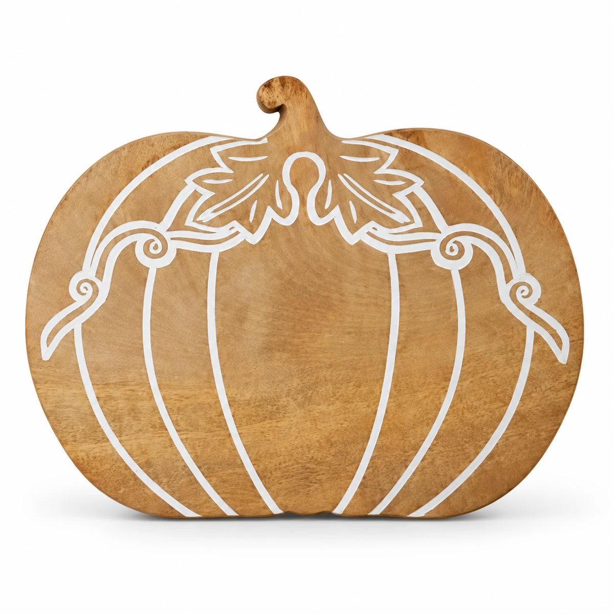 Round wooden pumpkin tray board with autumn-themed design, perfect for fall decor from Gainsborough Giftware.
