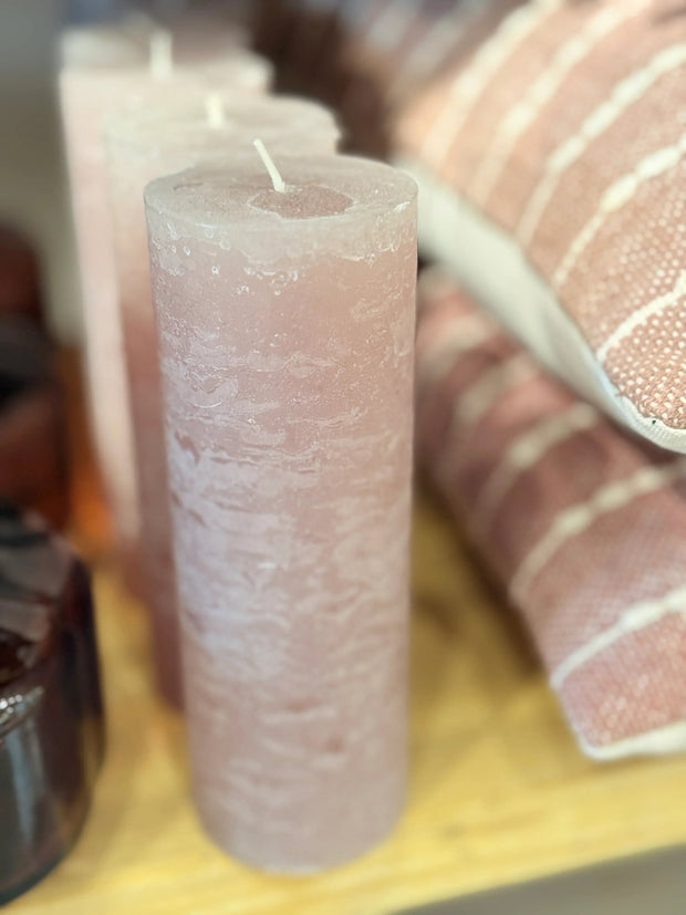 Rustic Rose Pink Pillar Candle - Lulu Loves Home