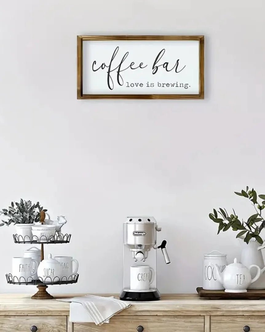 Rustic Wooden Coffee Bar Sign – Love Is Brewing - Kitchen & DiningKitchen & Dining - Lulu Loves Home