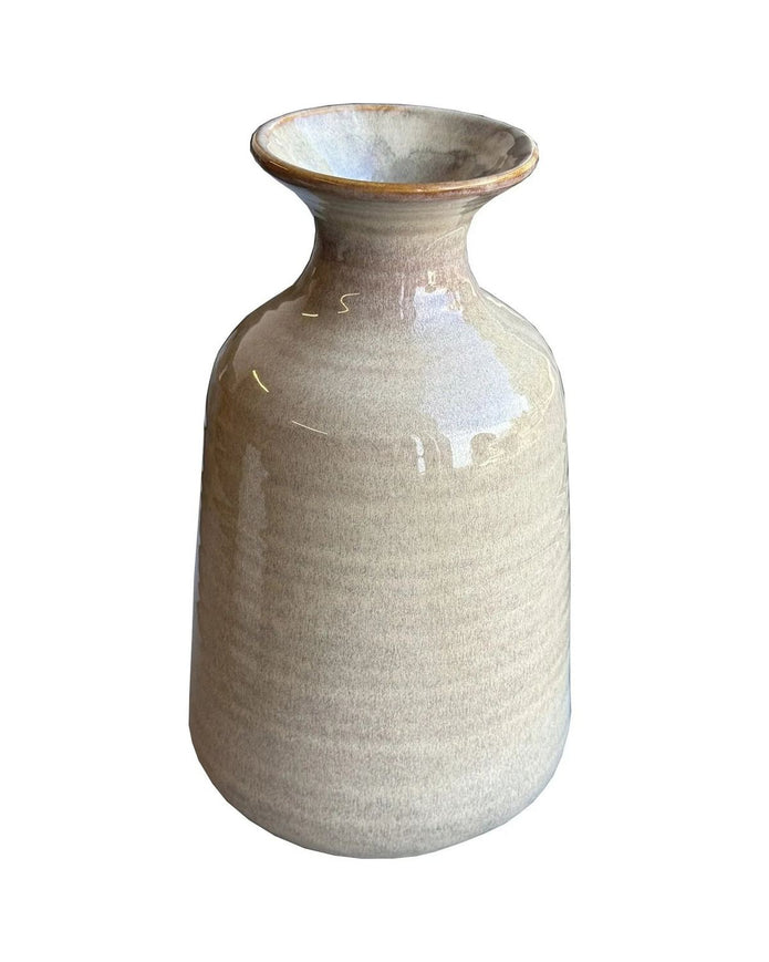 Sabbia Textured Beige Vase - Tall Ridged Vase - VasesVases - Lulu Loves Home