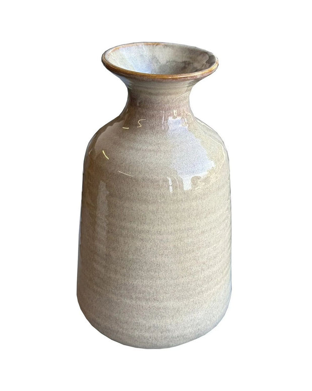 Sabbia Textured Beige Vase - Tall Ridged Vase - VasesVases - Lulu Loves Home
