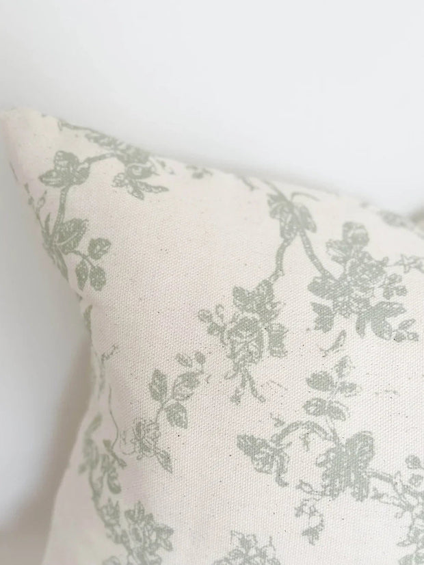 Sage Green And White Floral Print Cushion Cover - Soft FurnishingsSoft Furnishings - Lulu Loves Home