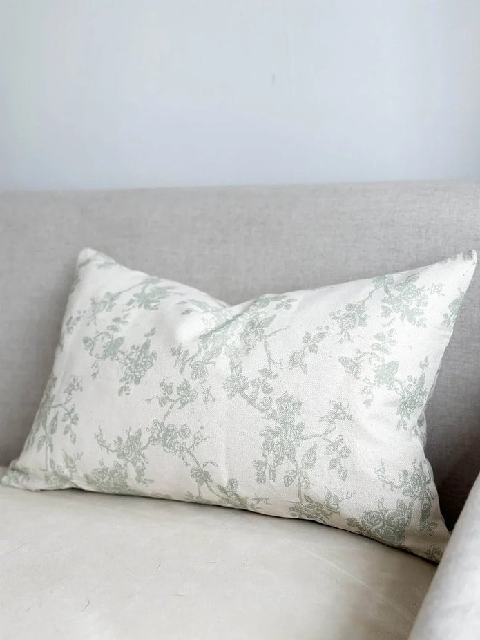 Sage Green And White Floral Print Cushion Cover - Soft FurnishingsSoft Furnishings - Lulu Loves Home