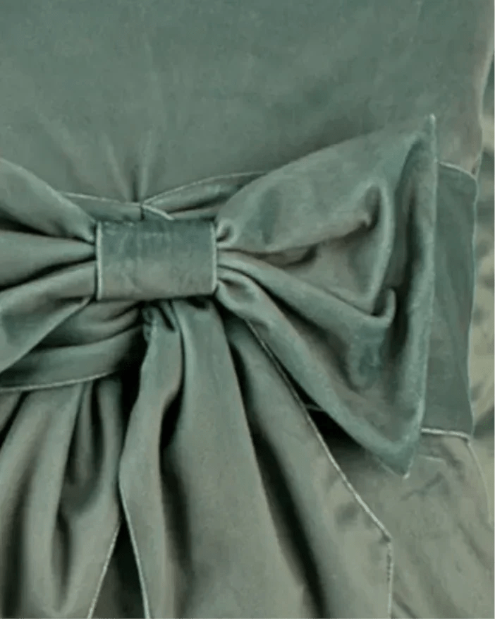 Sage Green Bow Velvet Cushion Cover - Soft FurnishingsSoft Furnishings - Lulu Loves Home
