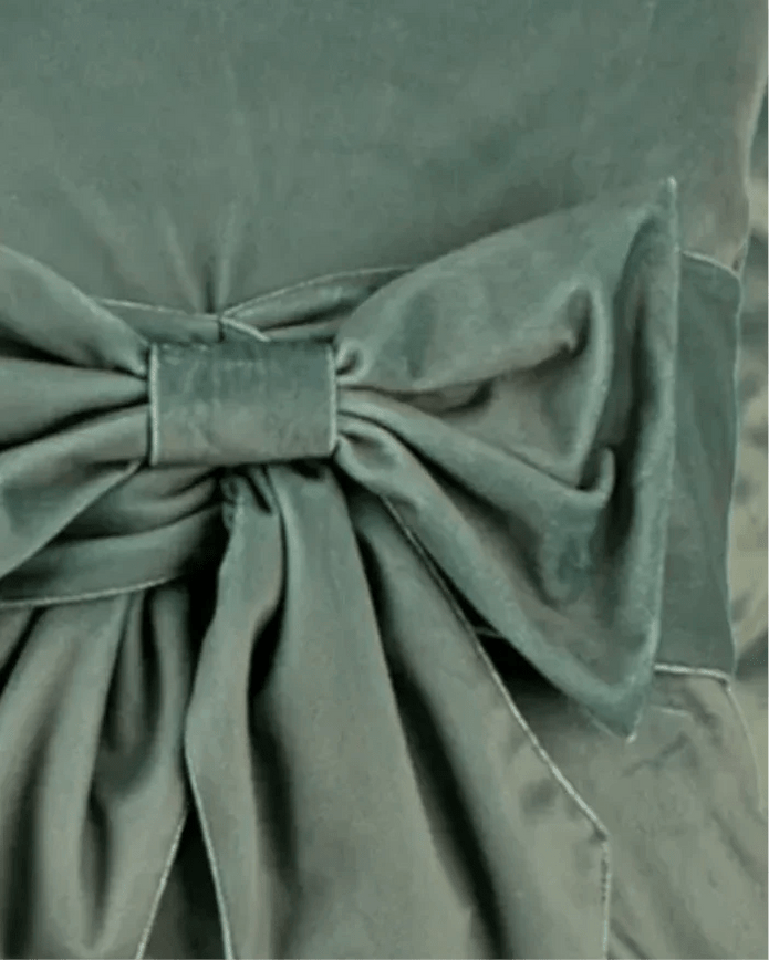Sage Green Bow Velvet Cushion Cover - Soft FurnishingsSoft Furnishings - Lulu Loves Home