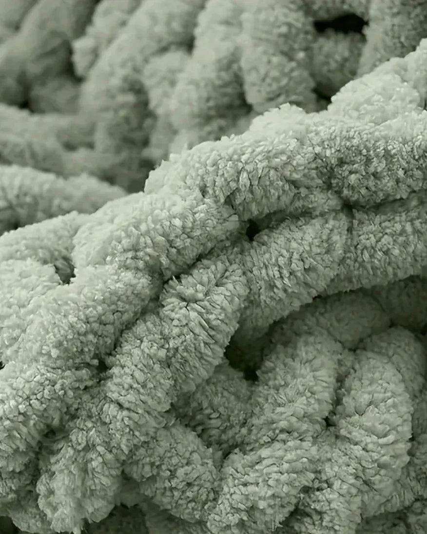 Sage Green Chunky Chenille Knit Throw – Double Size Blanket - Soft FurnishingsSoft Furnishings - Lulu Loves Home