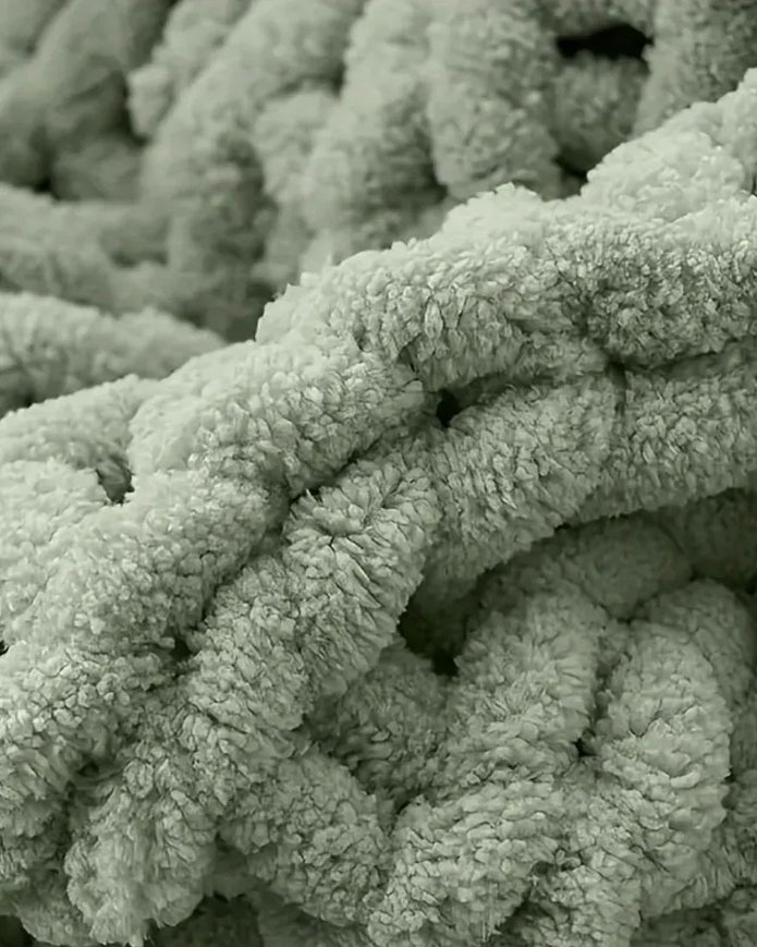 Sage Green Chunky Chenille Knit Throw – Double Size Blanket - Soft FurnishingsSoft Furnishings - Lulu Loves Home
