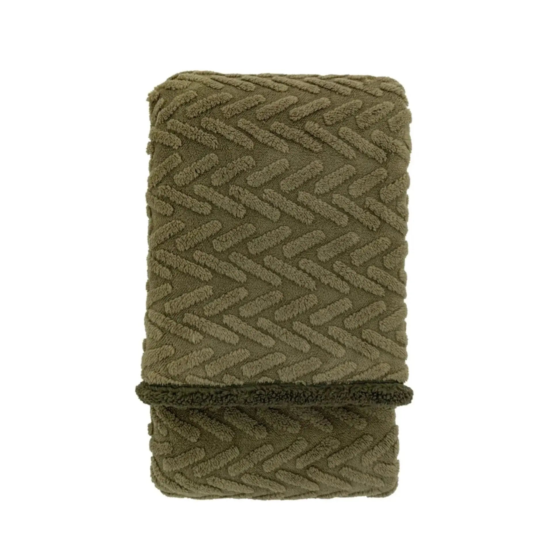 Sage Green Herringbone Sherpa Blanket Throw - Soft FurnishingsSoft Furnishings - Lulu Loves Home