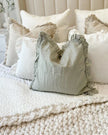 Sage Green Ruffled Edge Linen Cushion Cover - Soft FurnishingsSoft Furnishings - Lulu Loves Home