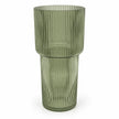 Sage green tall ribbed glass vase by Satchville with a sleek, modern design, perfect for floral arrangements or decorative displays.